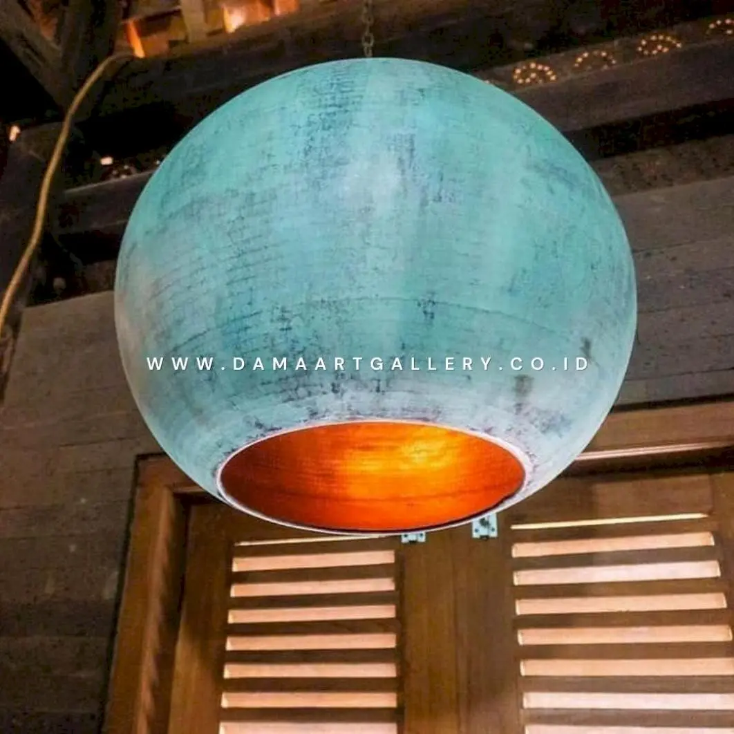 Lampu Gantung Tembaga Bola Fin. Hijau